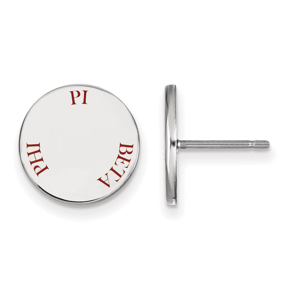 Sterling Silver Pi Beta Phi Red Enamel Post Earrings