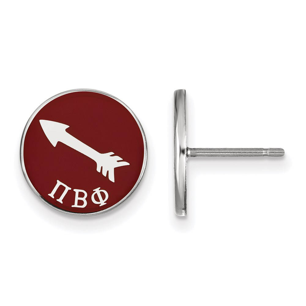 Sterling Silver Pi Beta Phi Red Enamel Arrow Post Earrings