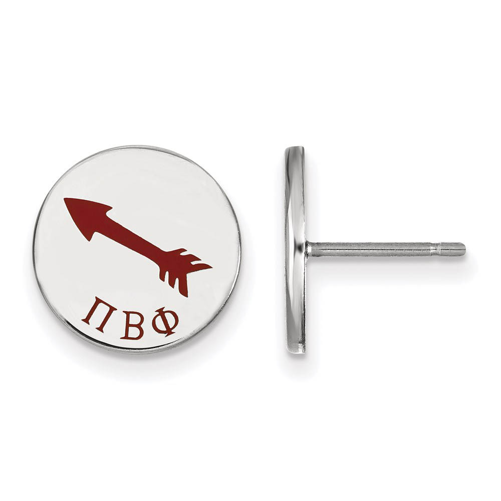 Sterling Silver Pi Beta Phi Enamel Post Earrings