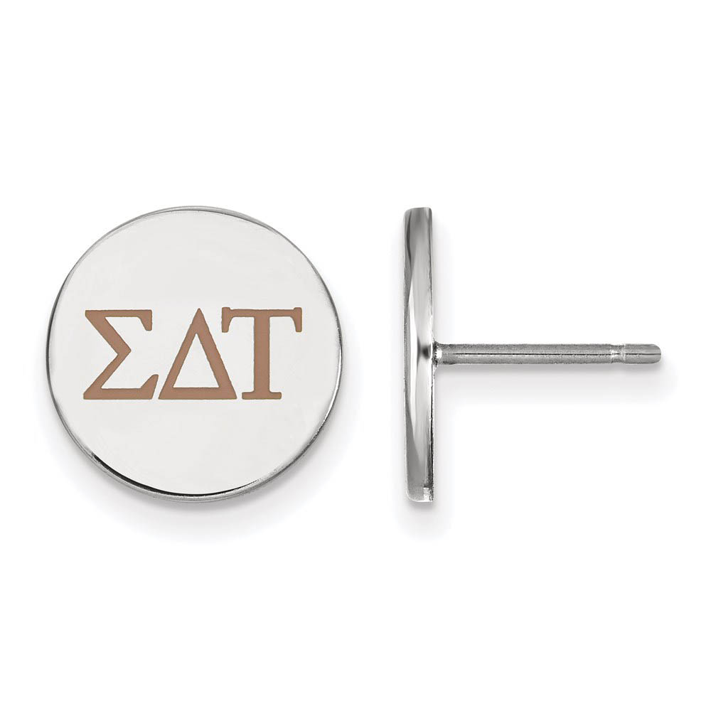 Sterling Silver Sigma Delta Tau Enamel Greek Letters Post Earrings