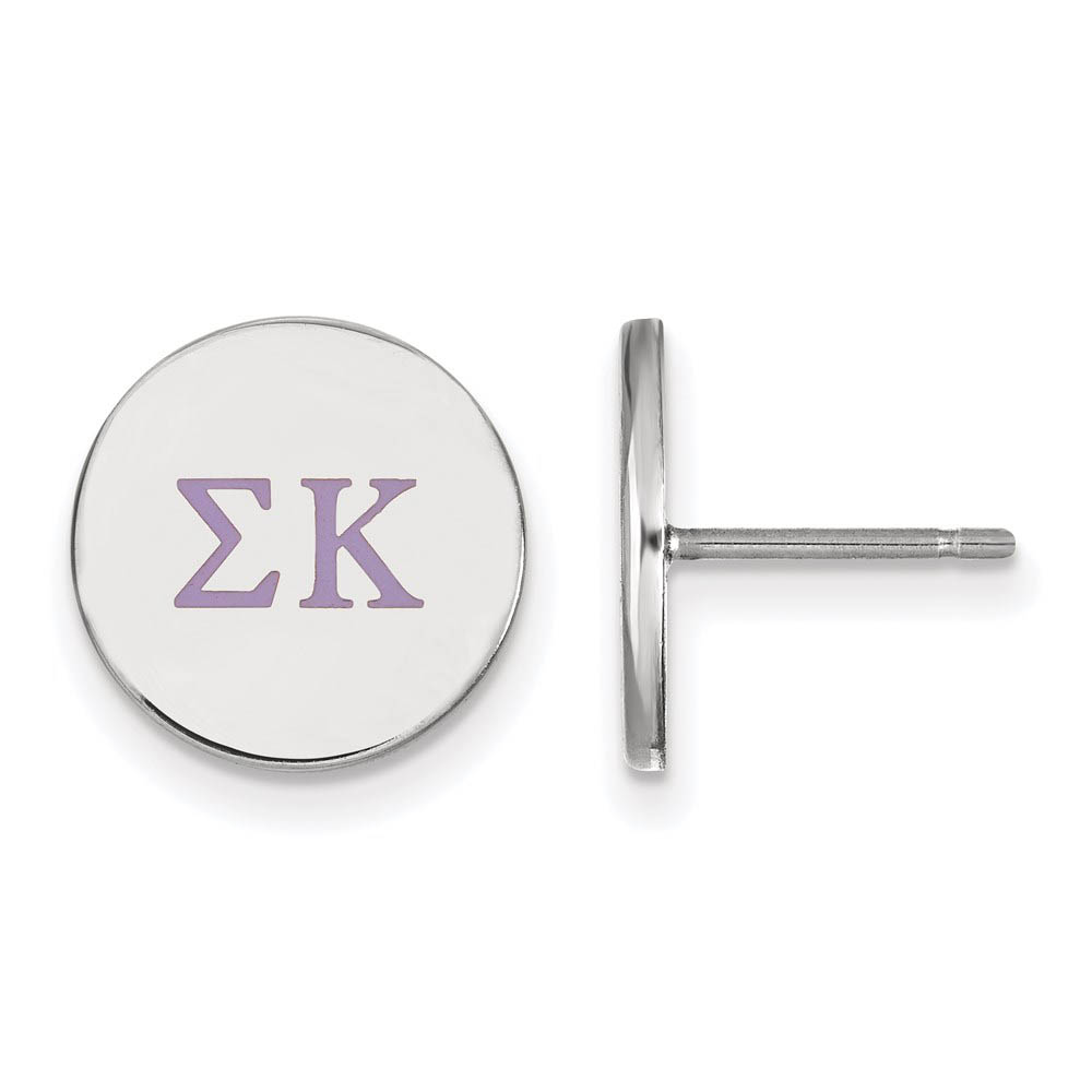Sterling Silver Sigma Kappa Purple Enamel Greek Letters Post Earrings