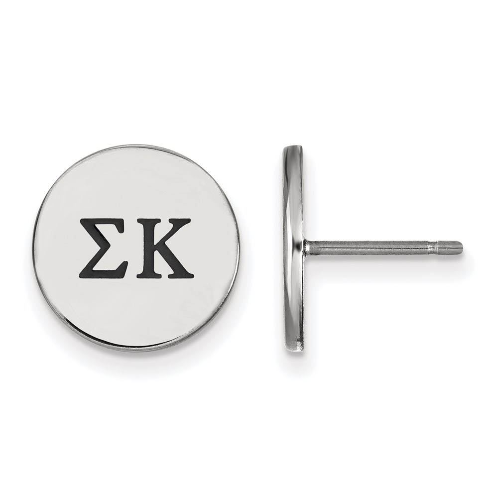 Sterling Silver Sigma Kappa Black Enamel Greek Letters Post Earrings