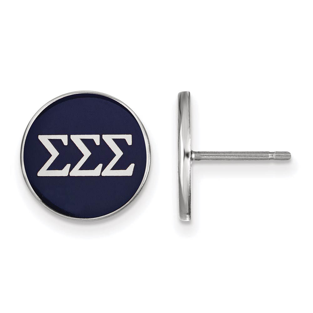 Sterling Silver, Royal Purple Enamel Sigma Sigma Sigma Post Earrings