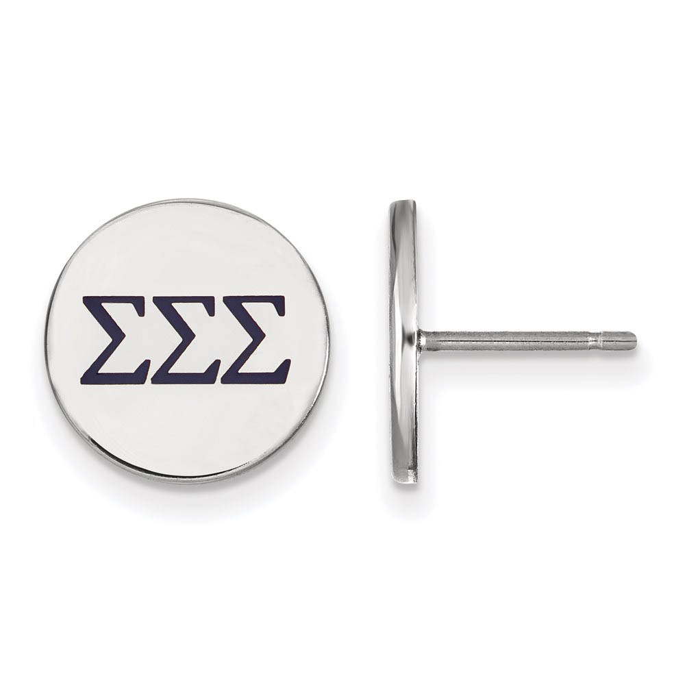 Sterling Silver Sigma Sigma Sigma Purple Enamel Post Earrings