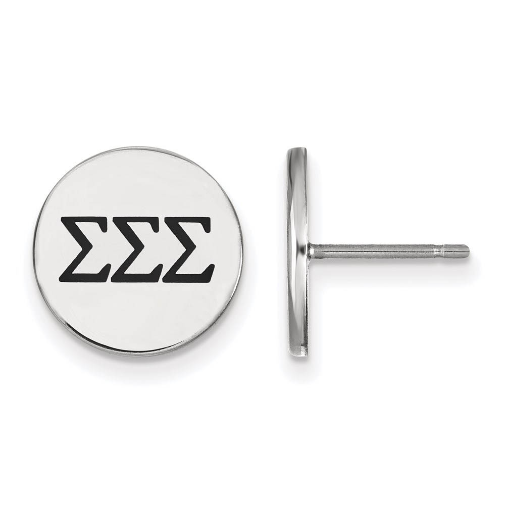 Sterling Silver & Black Enamel Sigma Sigma Sigma Post Earrings