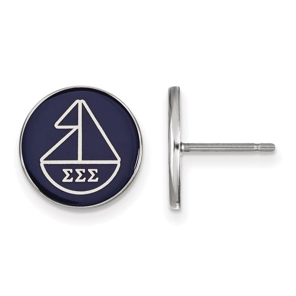 Sterling Silver Sigma Sigma Sigma Enamel Sailboat Post Earrings