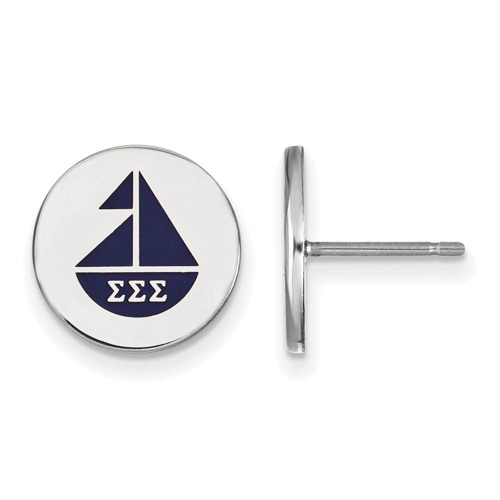 Sterling Silver & Enamel Sigma Sigma Sigma Sailboat Post Earrings