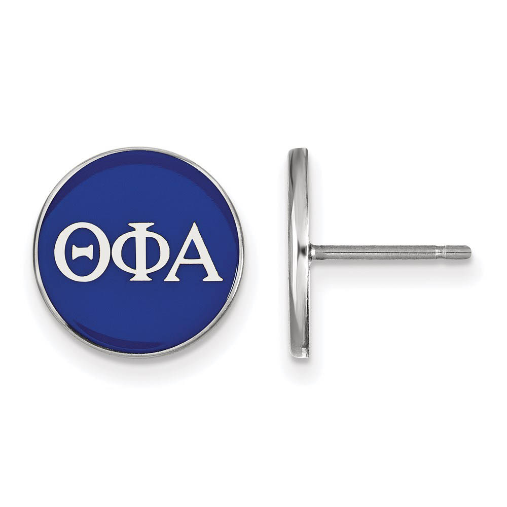 Sterling Silver, Blue Enamel Theta Phi Alpha Post Earrings