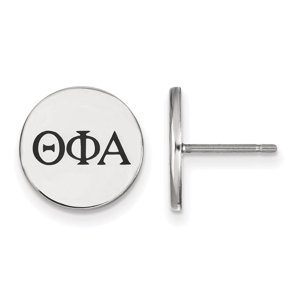 Sterling Silver Theta Phi Alpha Black Enamel Post Earrings