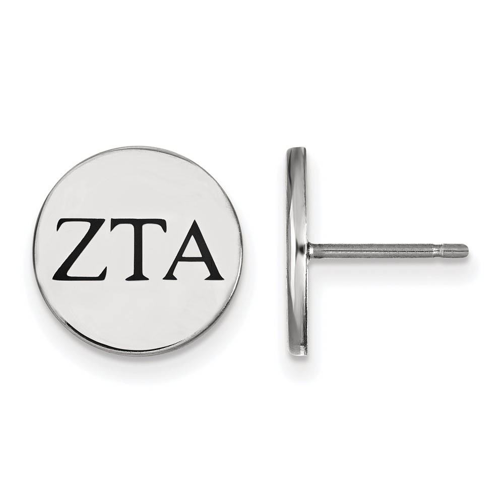 Sterling Silver & Black Enamel Zeta Tau Alpha Post Earrings