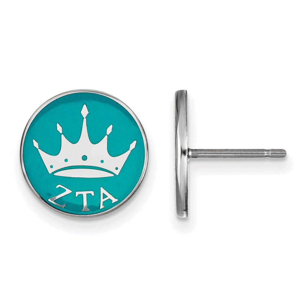 Sterling Silver & Enamel Zeta Tau Alpha Crown Post Earrings