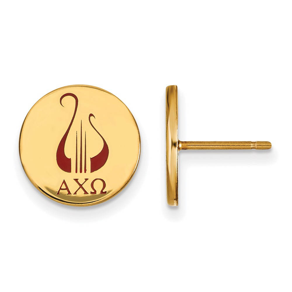 14K Plated Silver Alpha Chi Omega Enamel Post Earrings