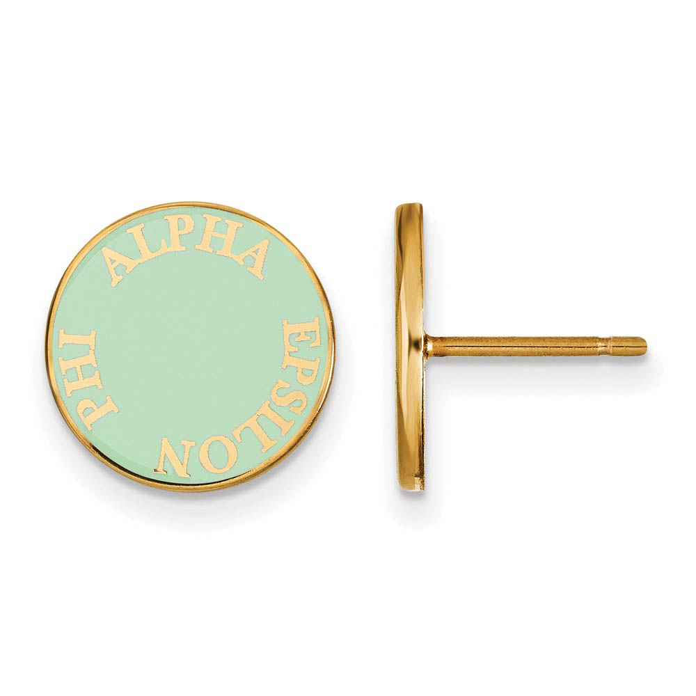 14K Plated Silver Alpha Epsilon Phi Enamel Disc Post Earrings