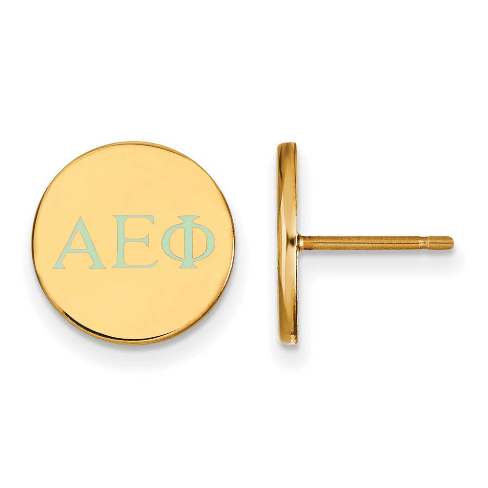 14K Plated Silver Alpha Epsilon Phi Enamel Greek Letters Post Earrings