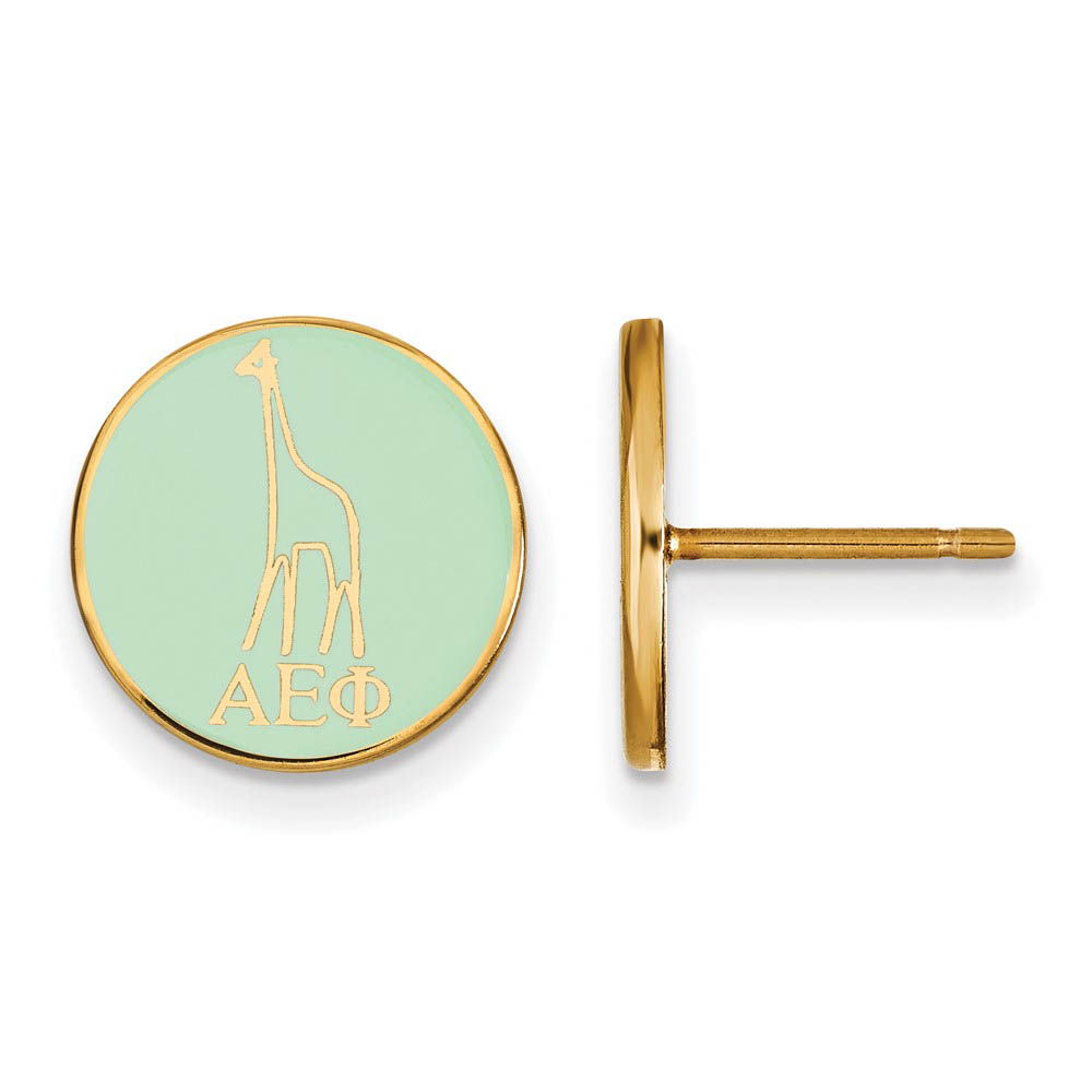 14K Plated Silver Alpha Epsilon Phi Enamel Giraffe Disc Post Earrings