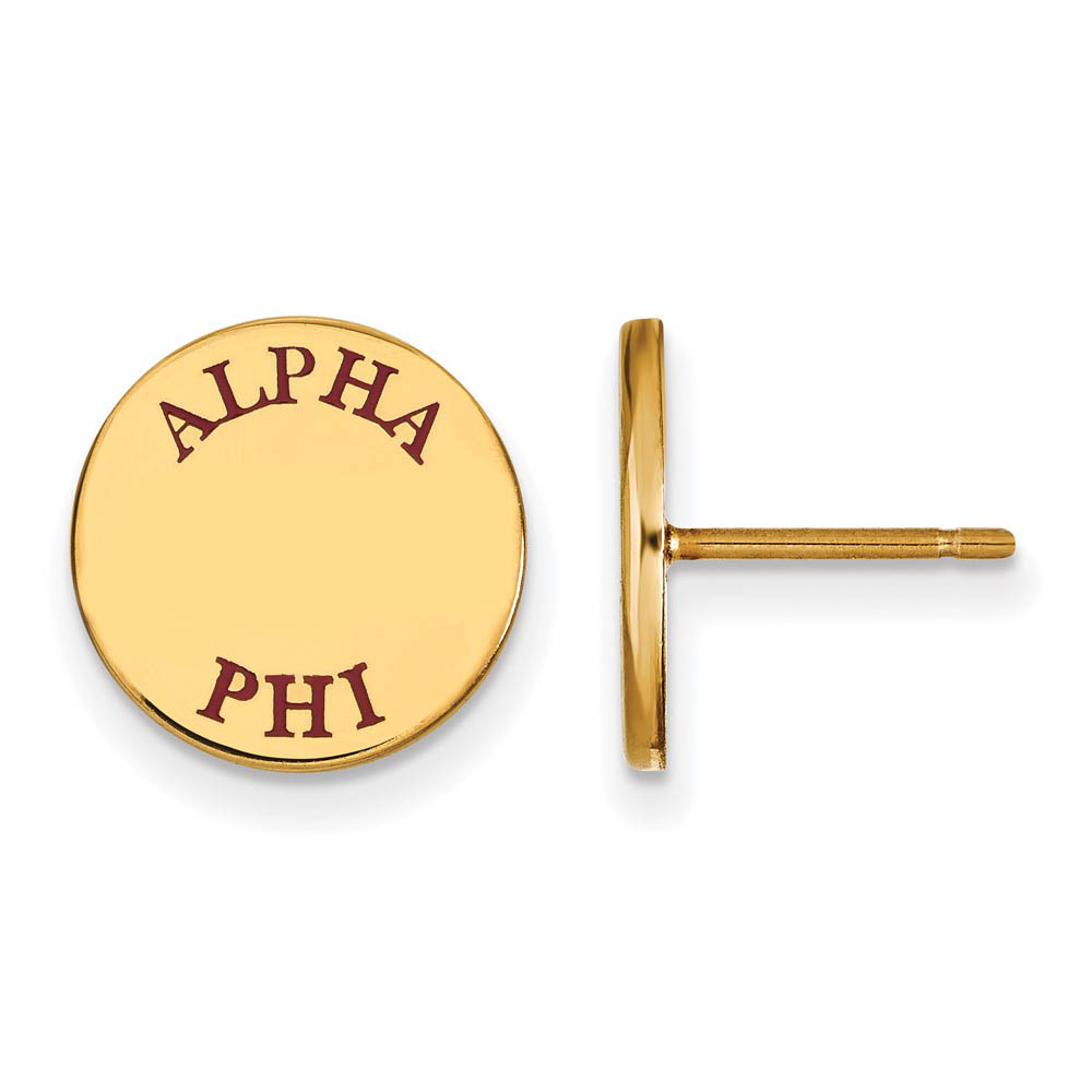 14K Plated Silver Alpha Phi Red Enamel Post Earrings