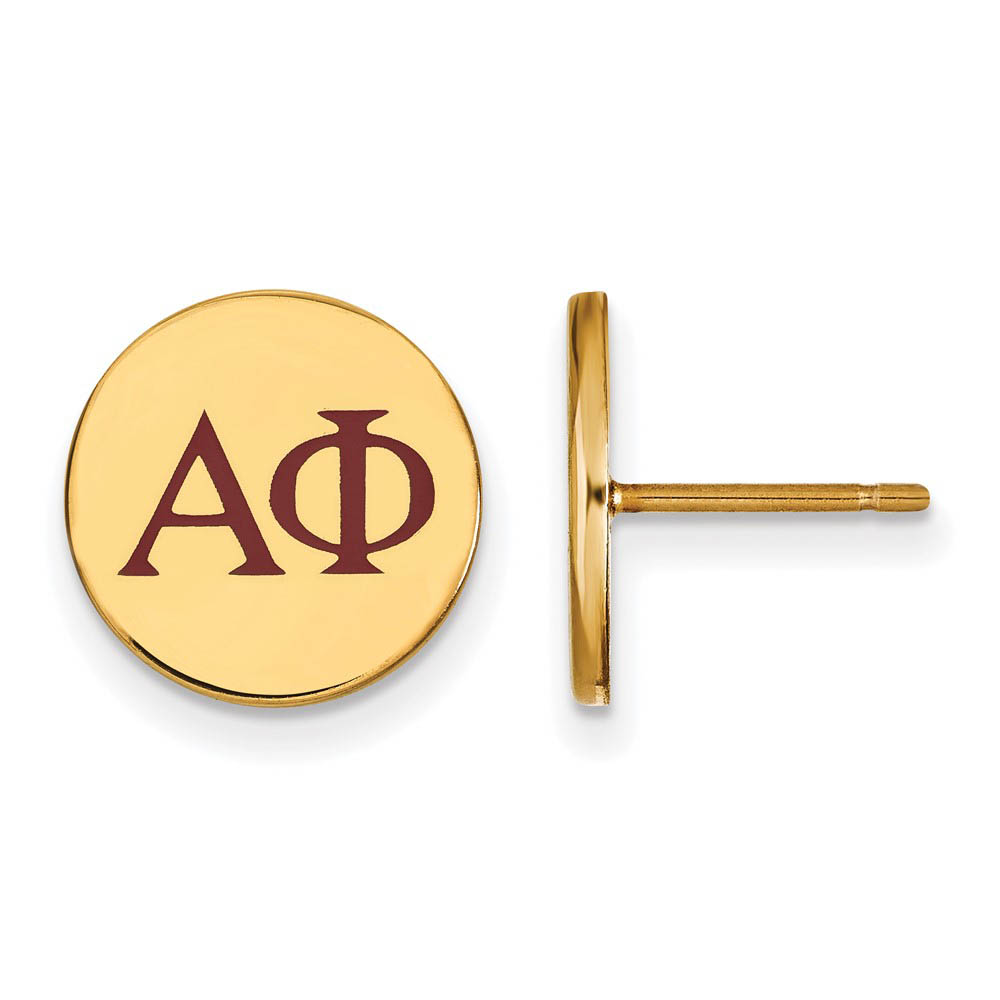 14K Plated Silver Alpha Phi Enamel Greek Letters Post Earrings