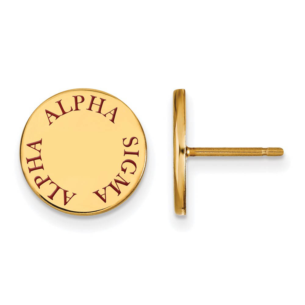 14K Plated Silver Alpha Sigma Alpha Red Enamel Post Earrings