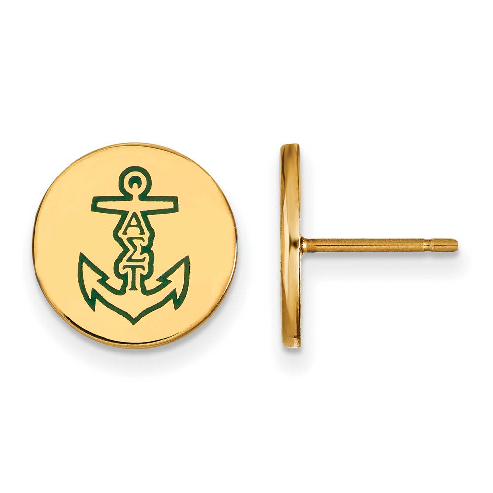 14K Plated Silver Alpha Sigma Tau Enamel Post Earrings