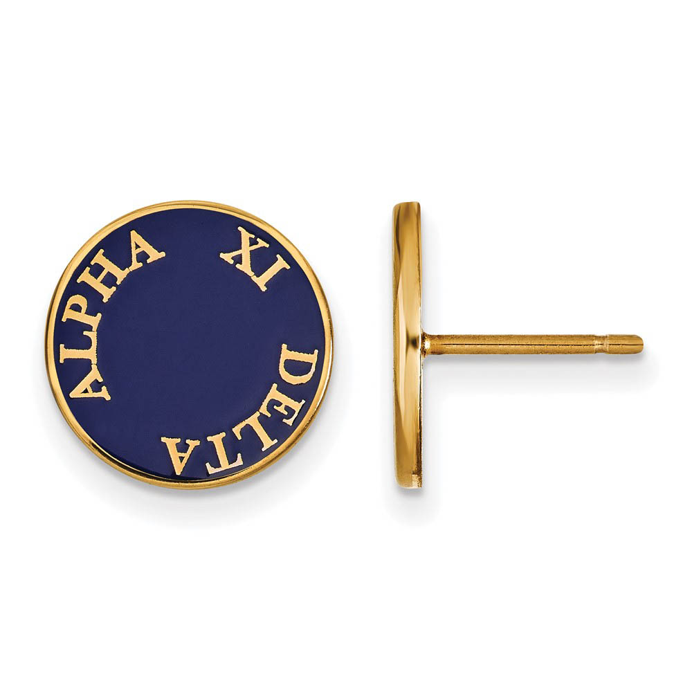 14K Plated Silver Alpha Xi Delta Enamel Disc Post Earrings