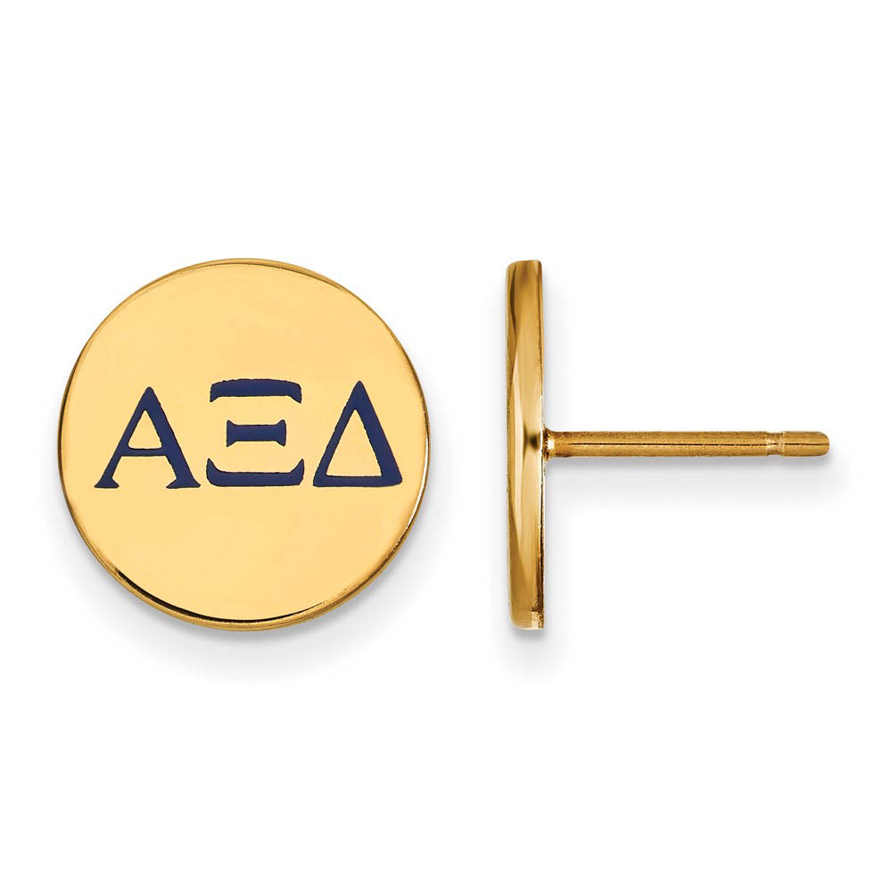14K Plated Silver Alpha Xi Delta Enamel Greek Letters Post Earrings
