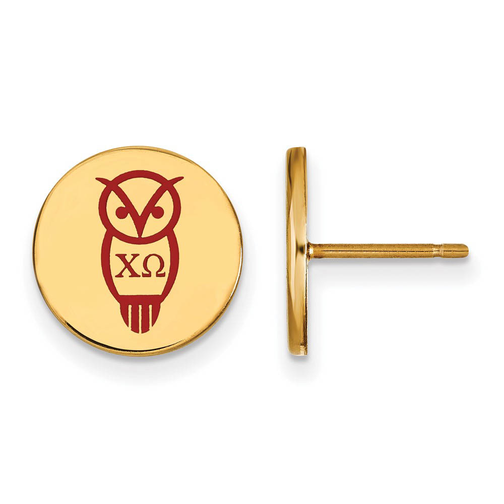 14K Plated Silver Chi Omega Enamel Post Earrings
