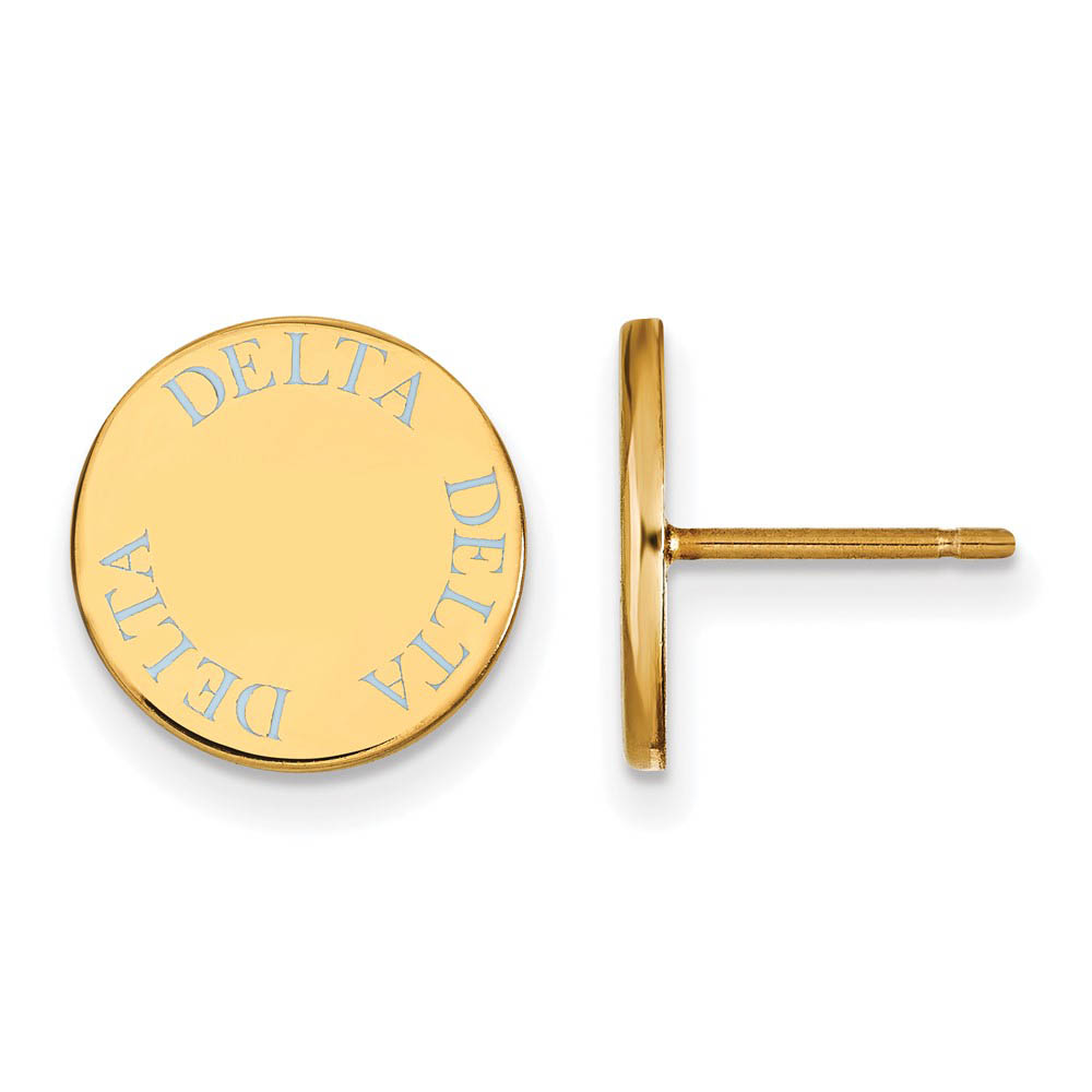 14K Plated Silver Delta Delta Delta Blue Enamel Post Earrings