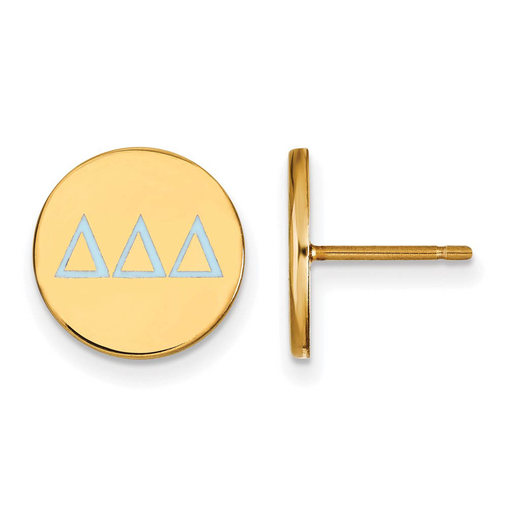 14K Plated Silver Delta Delta Delta Enamel Greek Letters Post Earrings