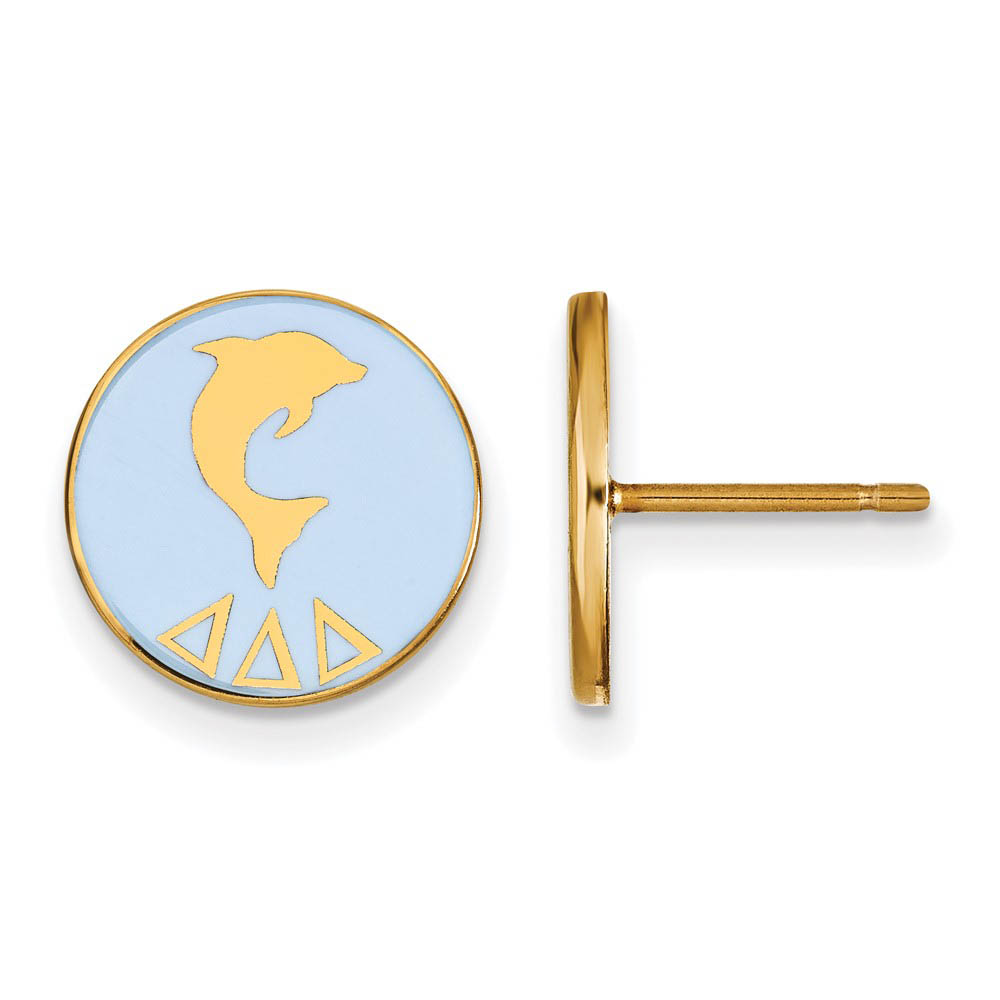 14K Plated Silver Delta Delta Delta Enamel Dolphin Post Earrings