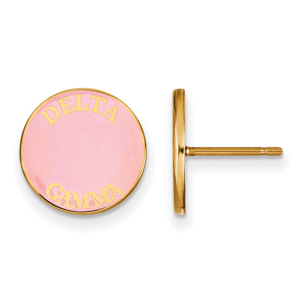 14K Plated Silver Delta Gamma Enamel Disc Post Earrings