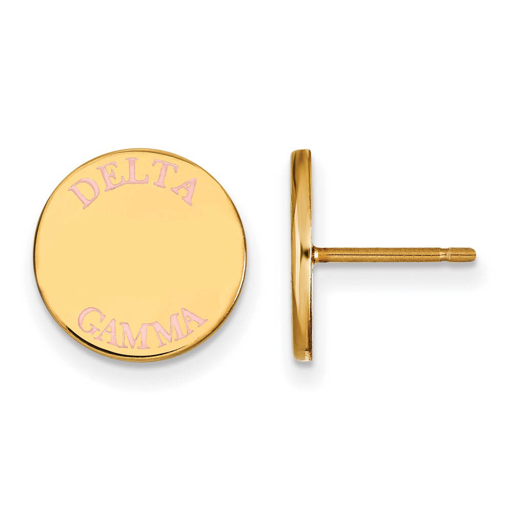 14K Plated Silver Delta Gamma Pink Enamel Post Earrings