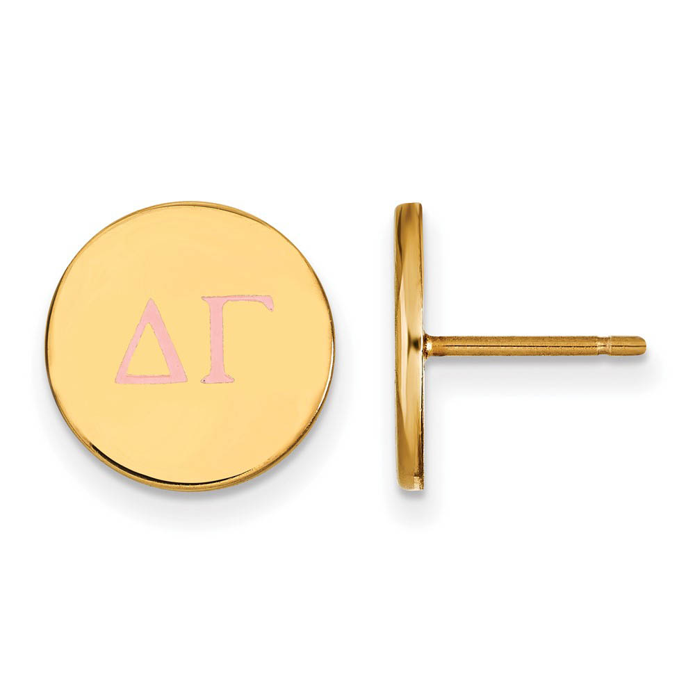 14K Plated Silver Delta Gamma Enamel Greek Letters Post Earrings