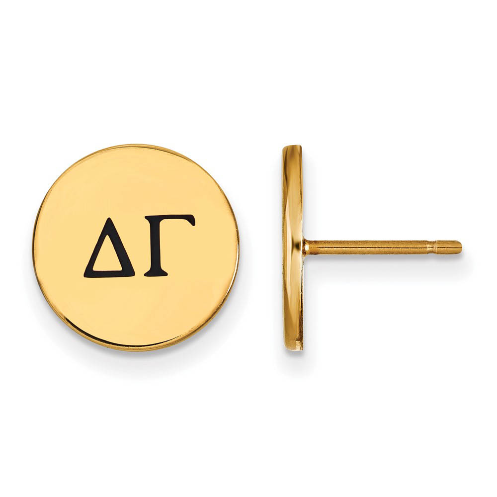 14K Plated Silver Delta Gamma Black Enamel Greek Letters Post Earrings