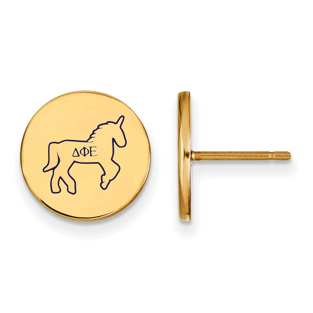14K Plated Silver Delta Phi Epsilon Enamel Post Earrings