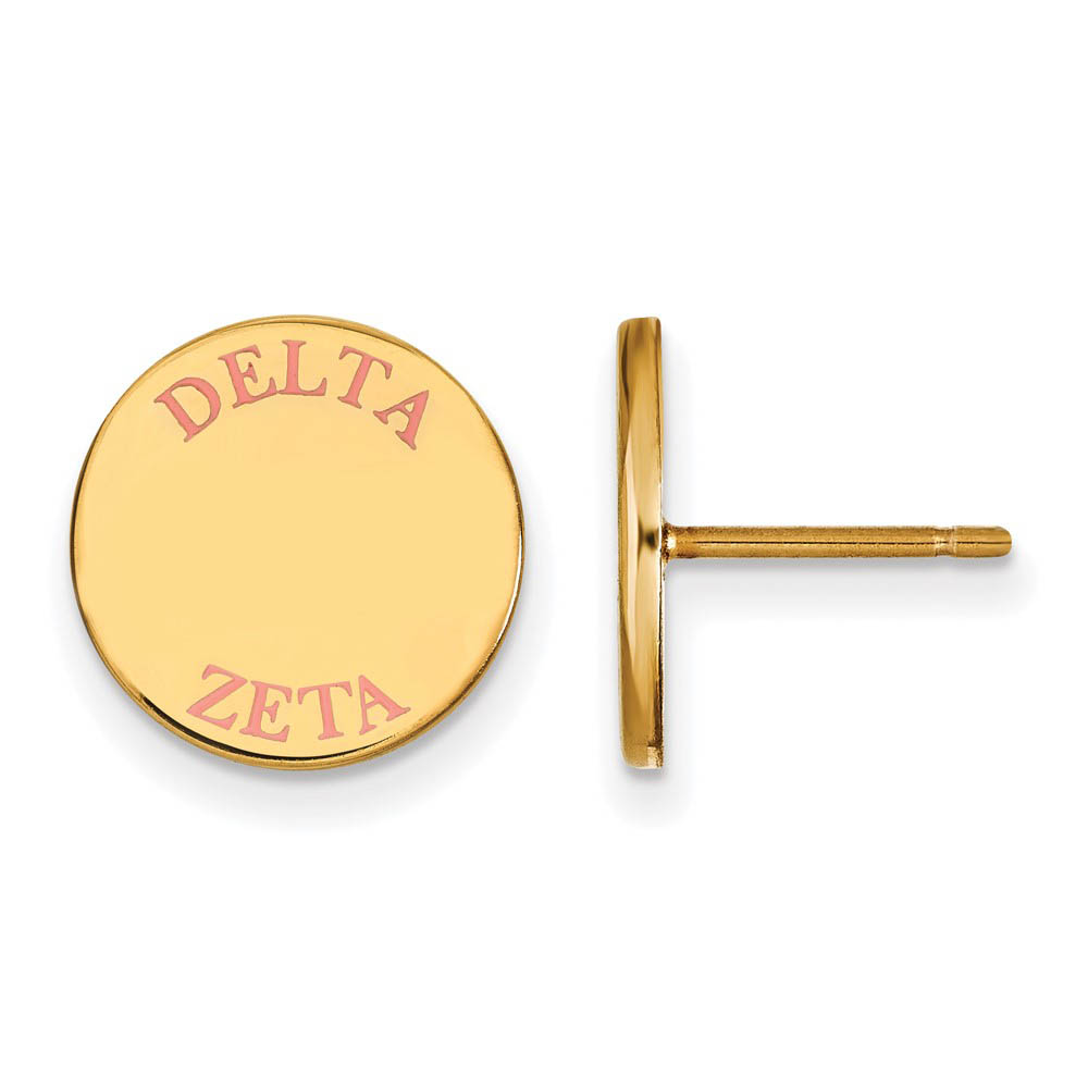 14K Plated Silver Delta Zeta Pink Enamel Post Earrings