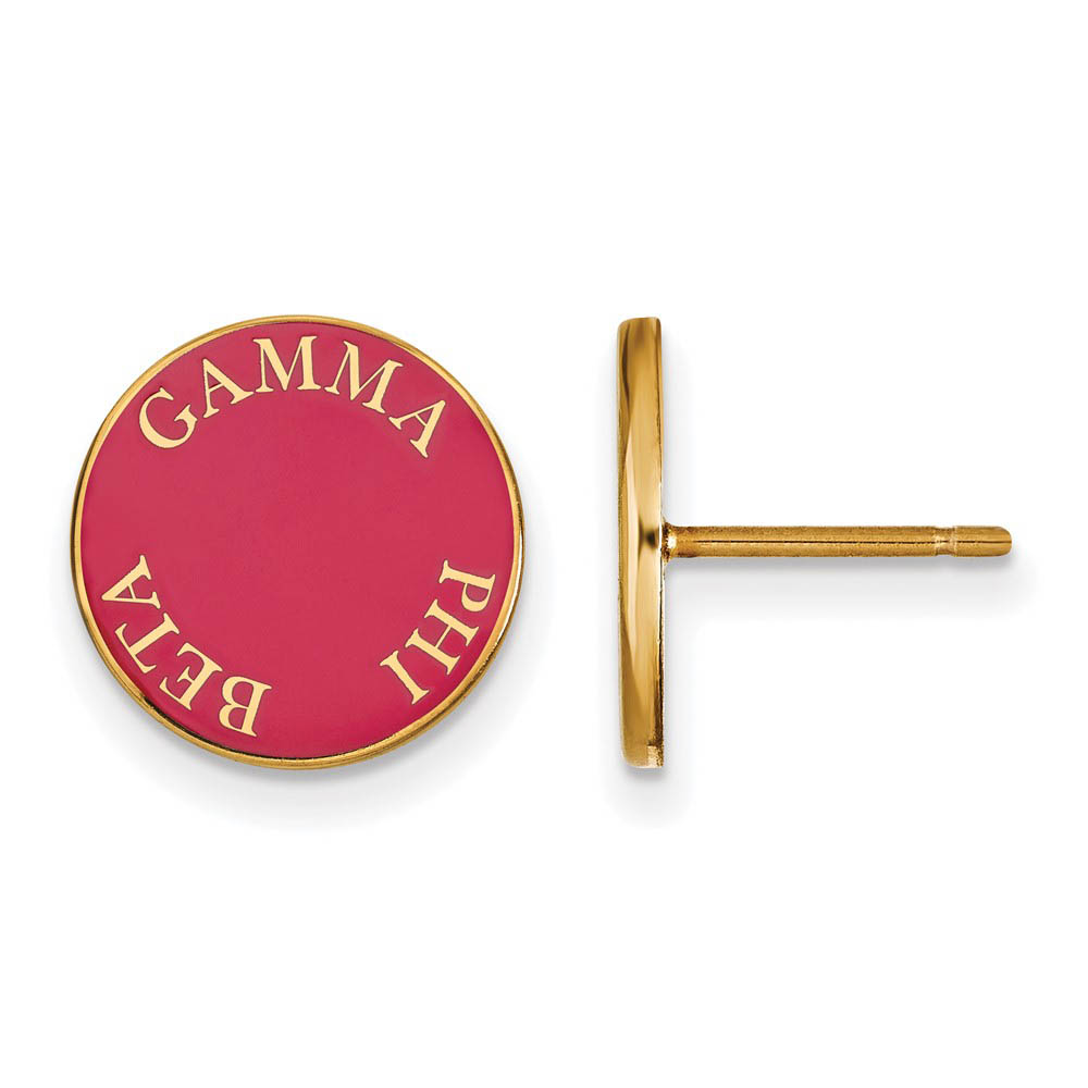 14K Plated Silver Gamma Phi Beta Enamel Disc Post Earrings