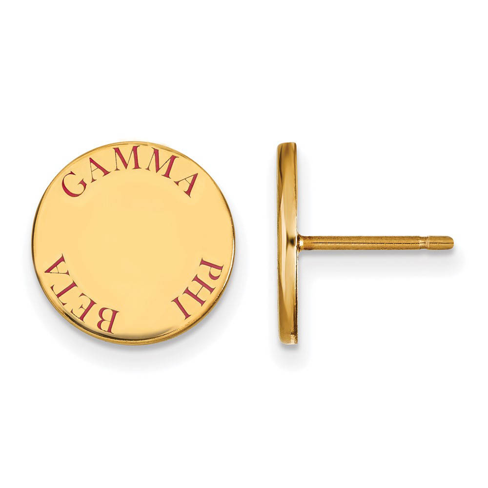 14K Plated Silver Gamma Phi Beta Red Enamel Post Earrings