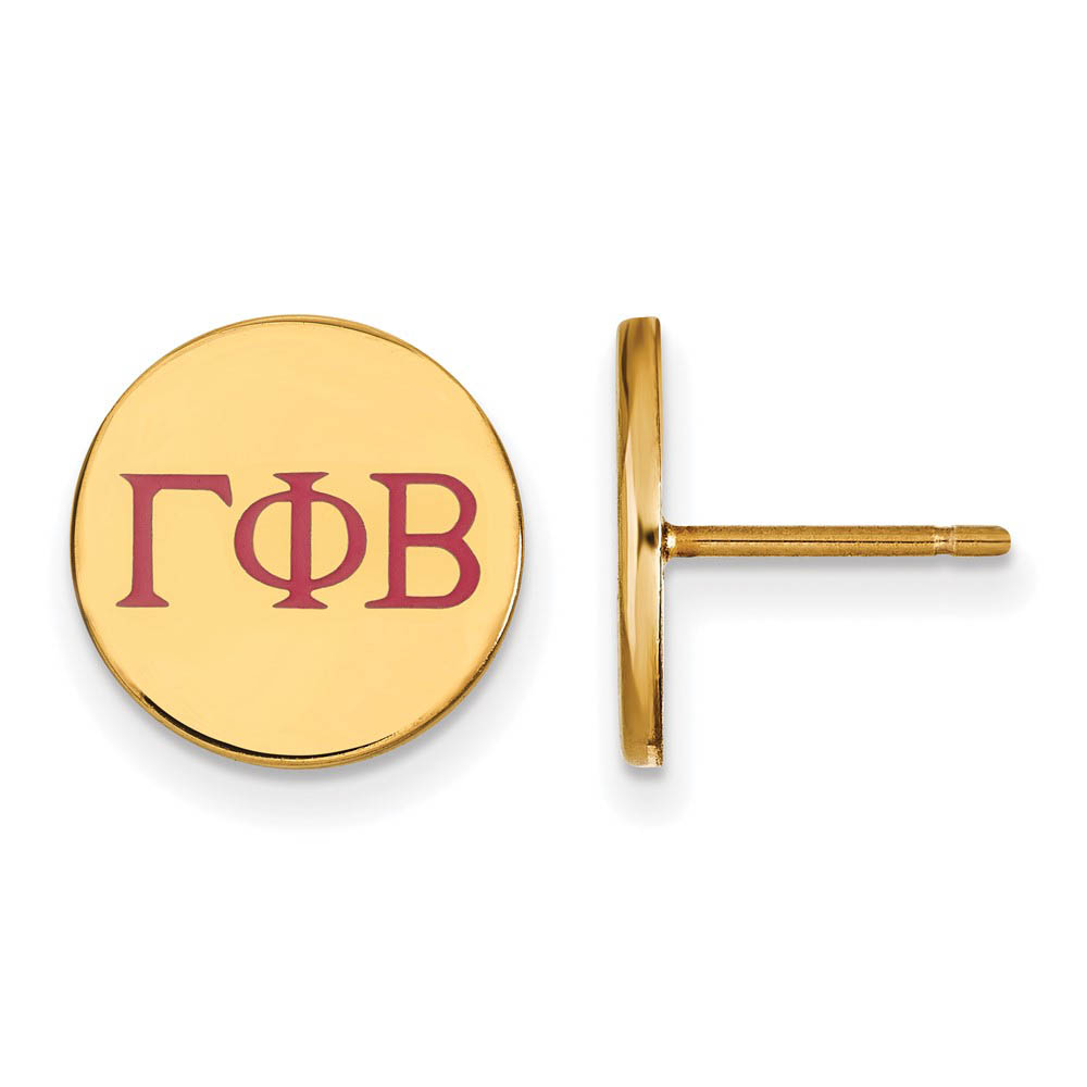 14K Plated Silver Gamma Phi Beta Red Enamel Greek Post Earrings