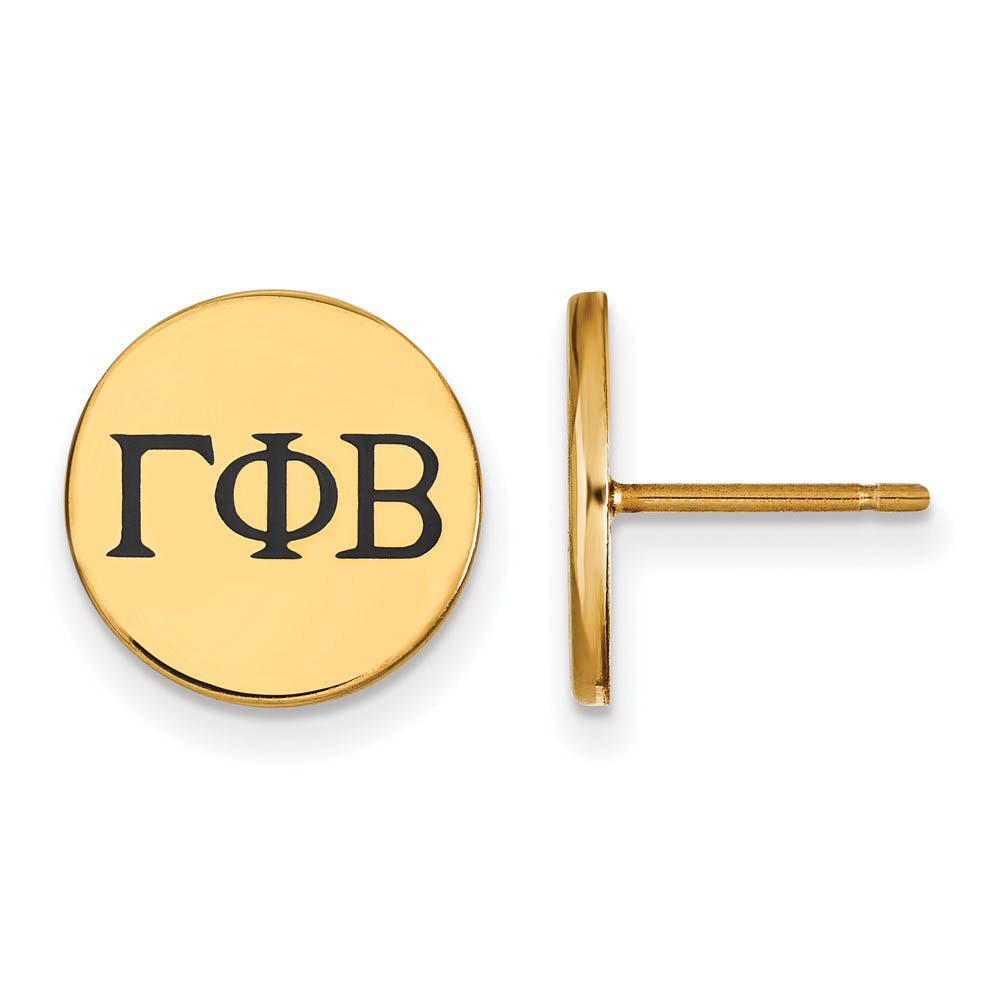 14K Plated Silver Gamma Phi Beta Enamel Greek Letters Post Earrings