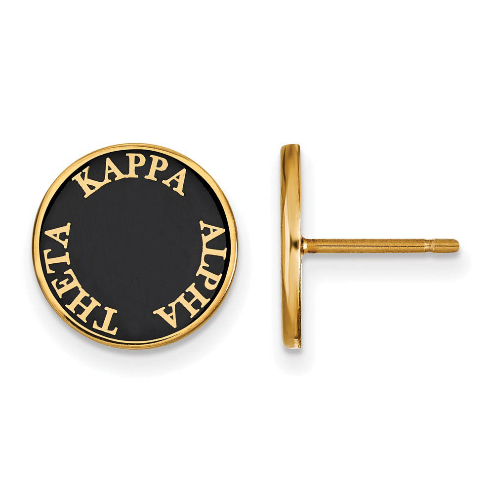 14K Plated Silver Kappa Alpha Theta Black Enamel Post Earrings