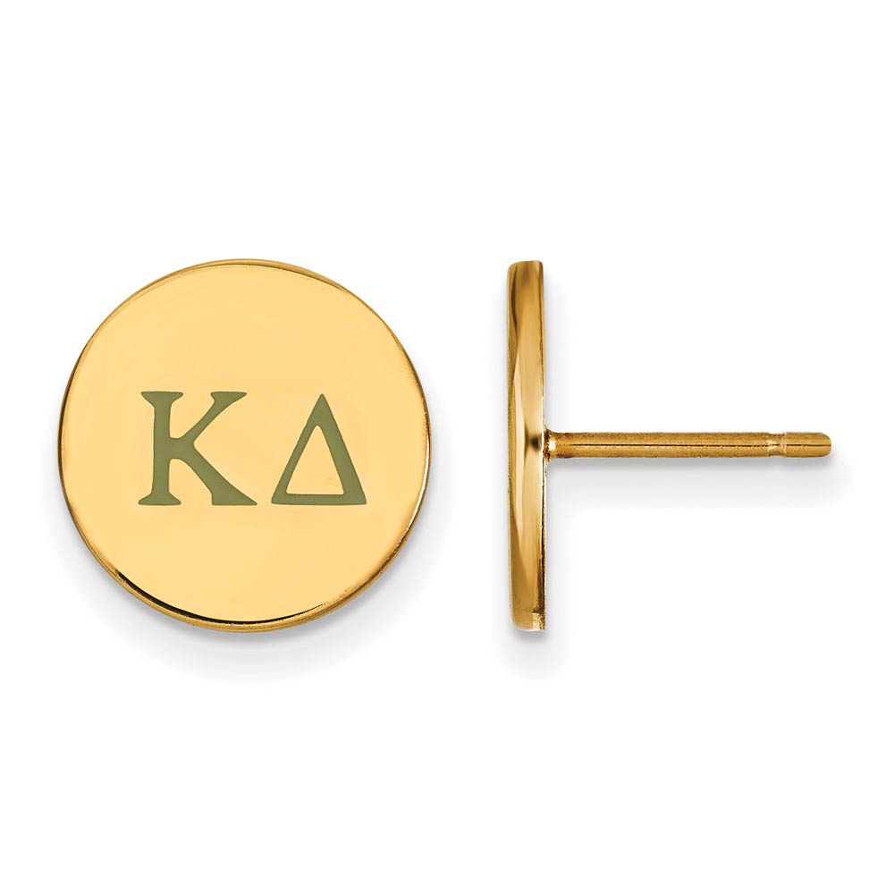 14K Plated Silver Kappa Delta Enamel Greek Letters Post Earrings