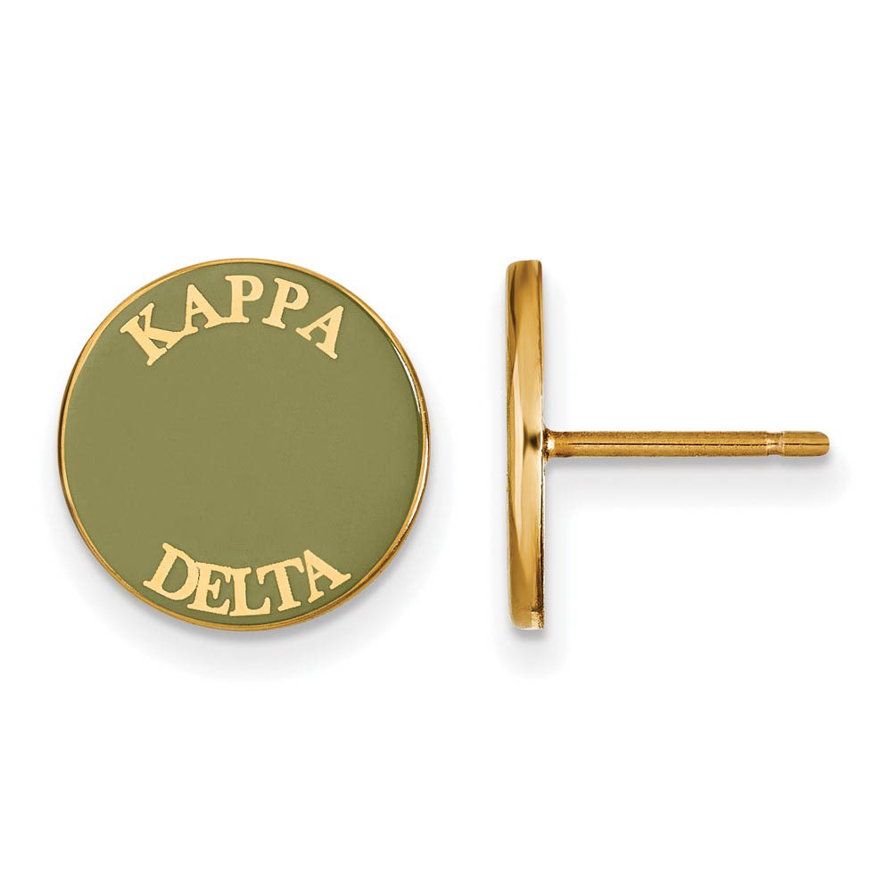 14K Plated Silver Kappa Delta Enamel Disc Post Earrings