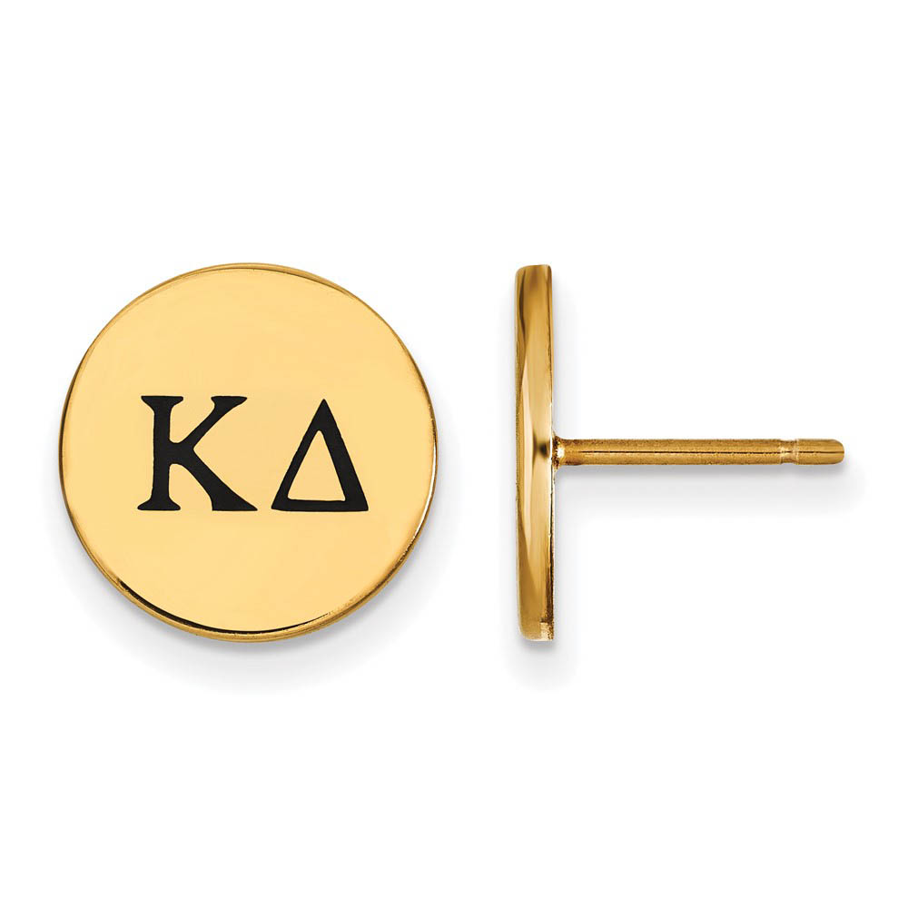14K Plated Silver Kappa Delta Black Enamel Greek Letters Post Earrings