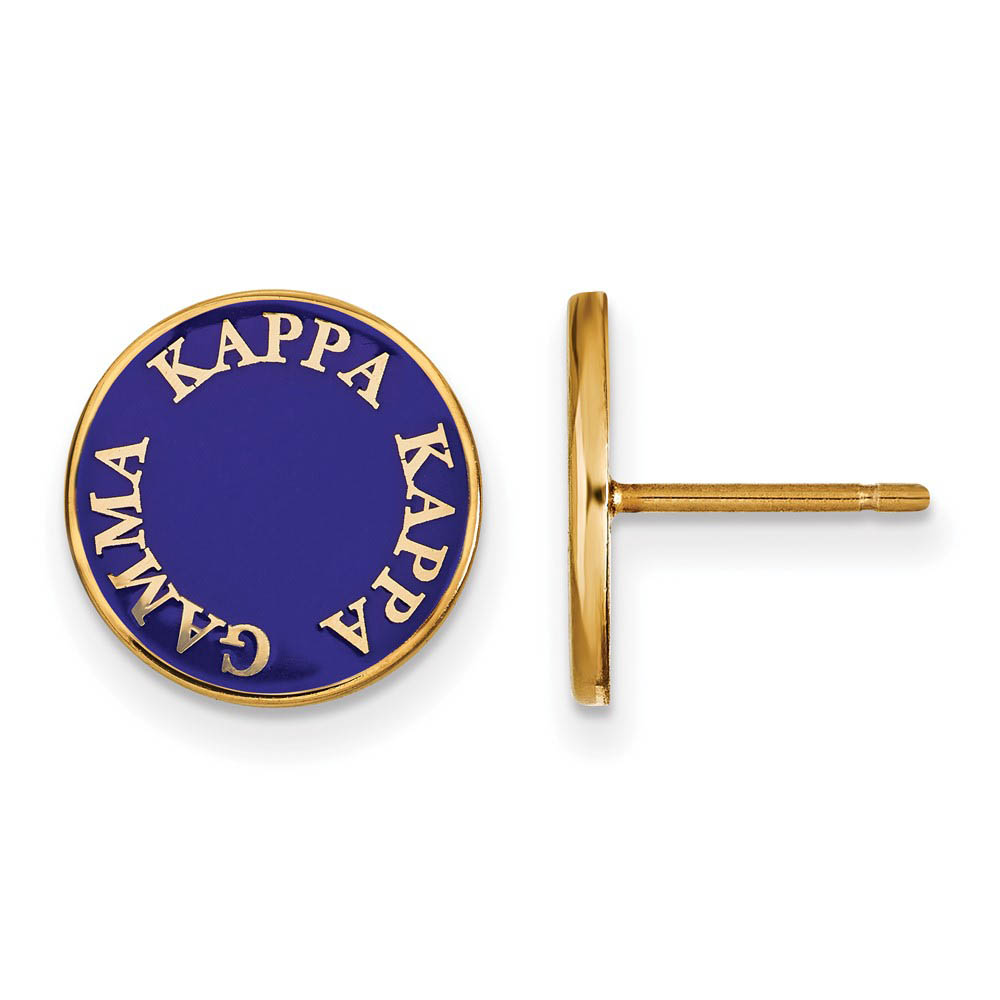 14K Plated Silver Kappa Kappa Gamma Enamel Disc Post Earrings