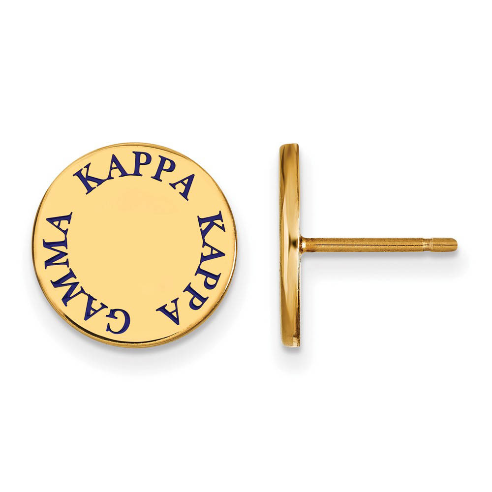 14K Plated Silver Kappa Kappa Gamma Blue Enamel Post Earrings