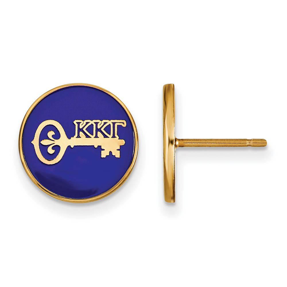 14K Plated Silver Kappa Kappa Gamma Blue Enamel Key Post Earrings