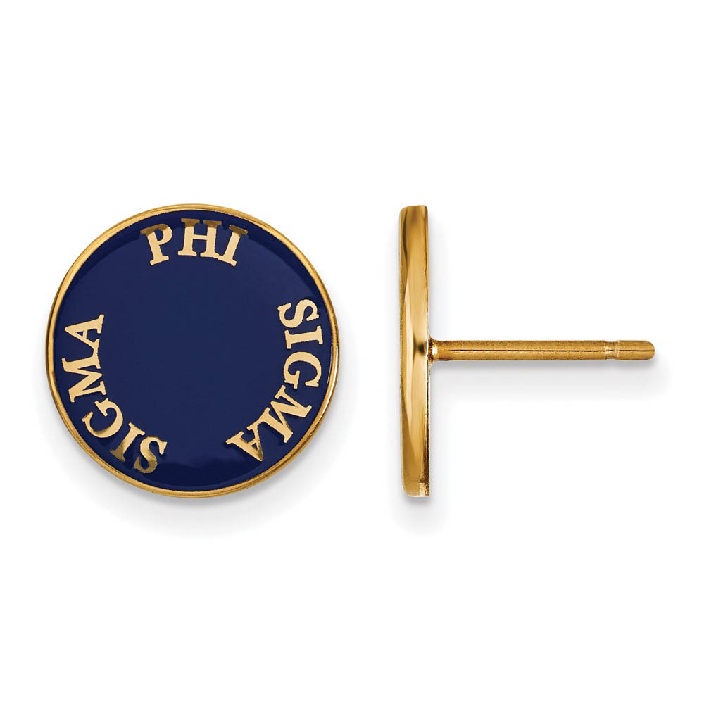 14K Plated Silver Phi Sigma Sigma Enamel Disc Post Earrings