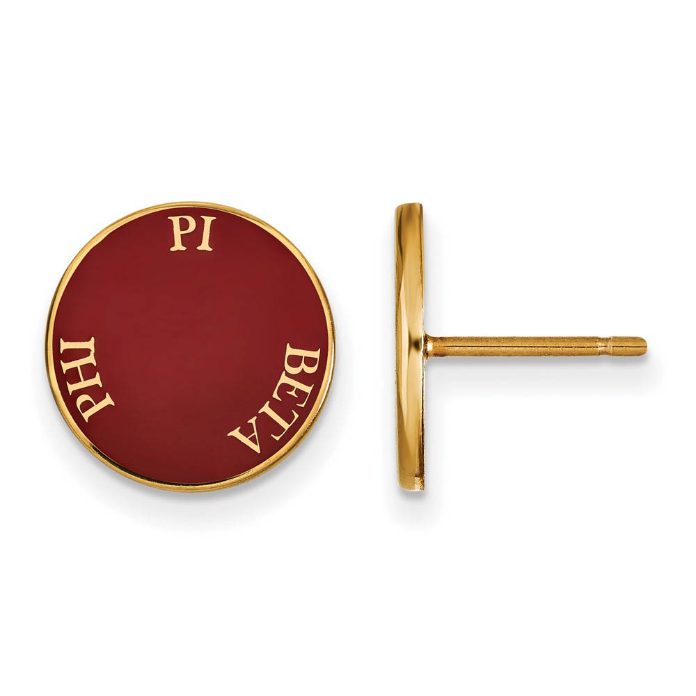 14K Plated Silver Pi Beta Phi Enamel Disc Post Earrings