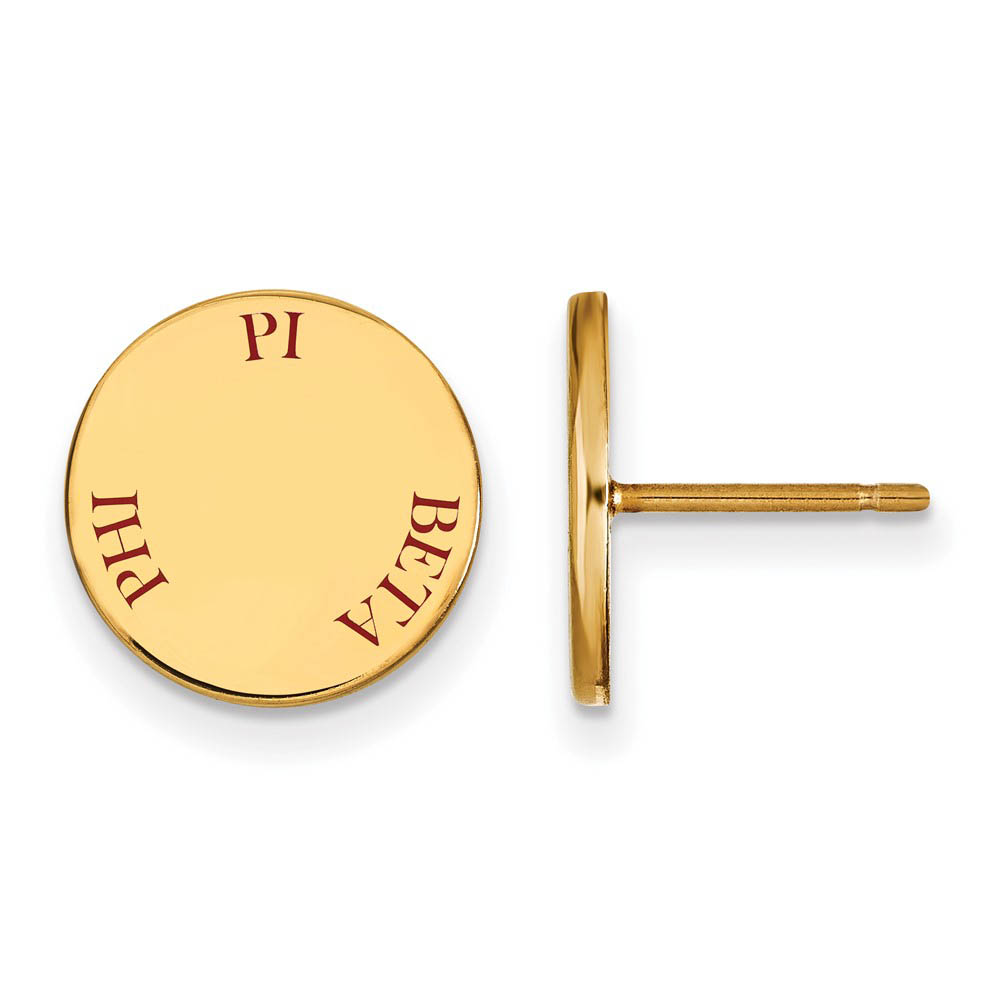 14K Plated Silver Pi Beta Phi Red Enamel Post Earrings