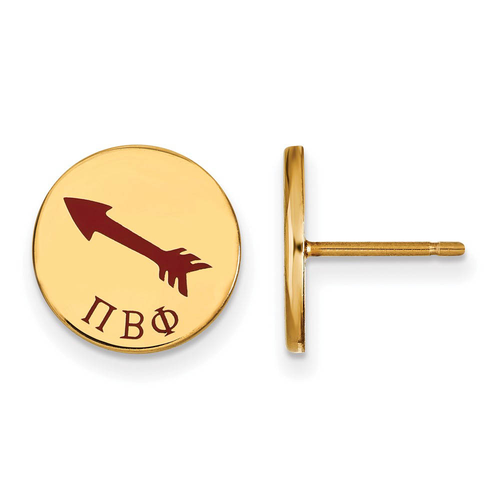 14K Plated Silver Pi Beta Phi Enamel Post Earrings
